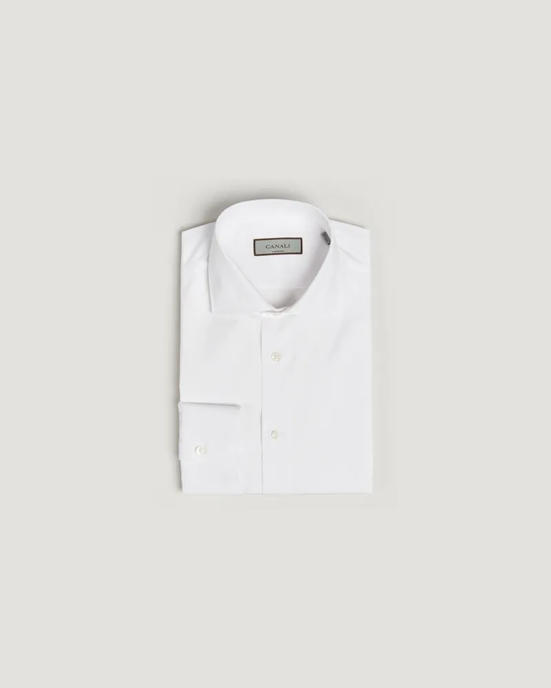 Canali Slim Fit Cotton/Stretch Shirt White Weiß