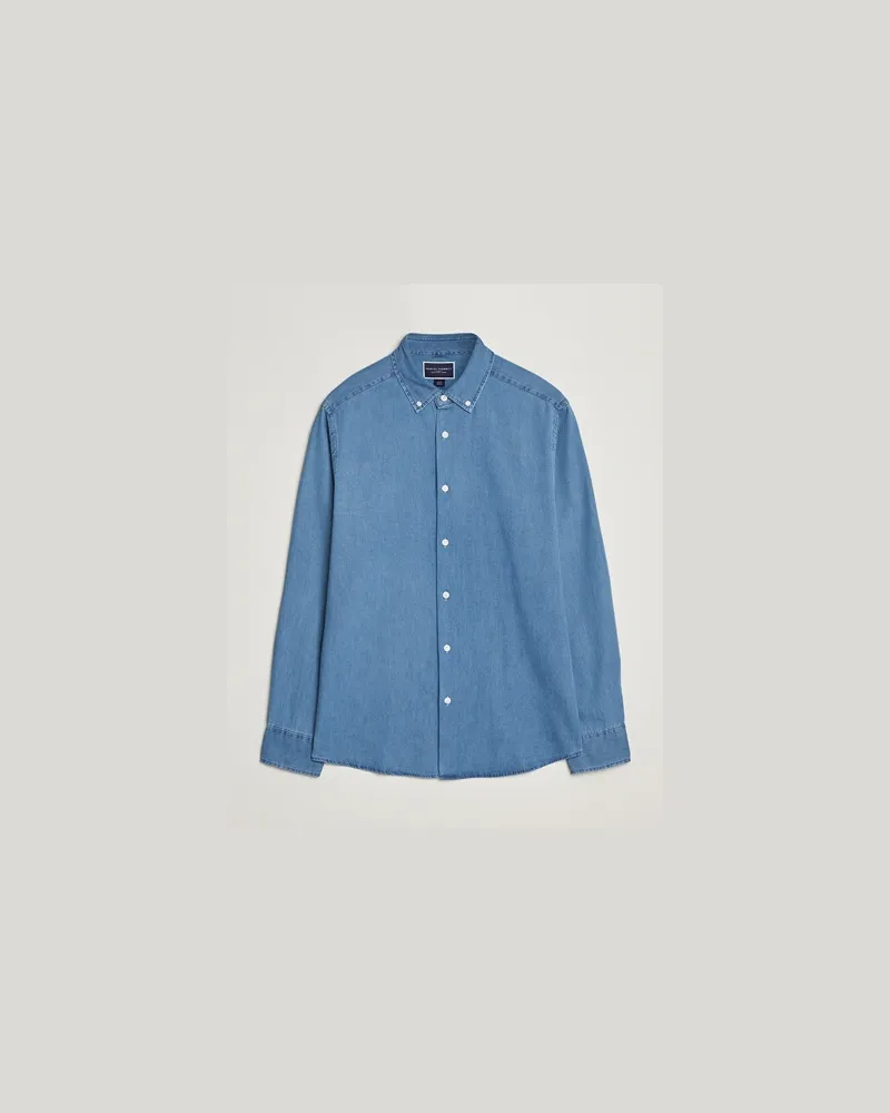Charles Tyrwhitt Slim Fit Button Down Denim Shirt Ocean Blue Blau
