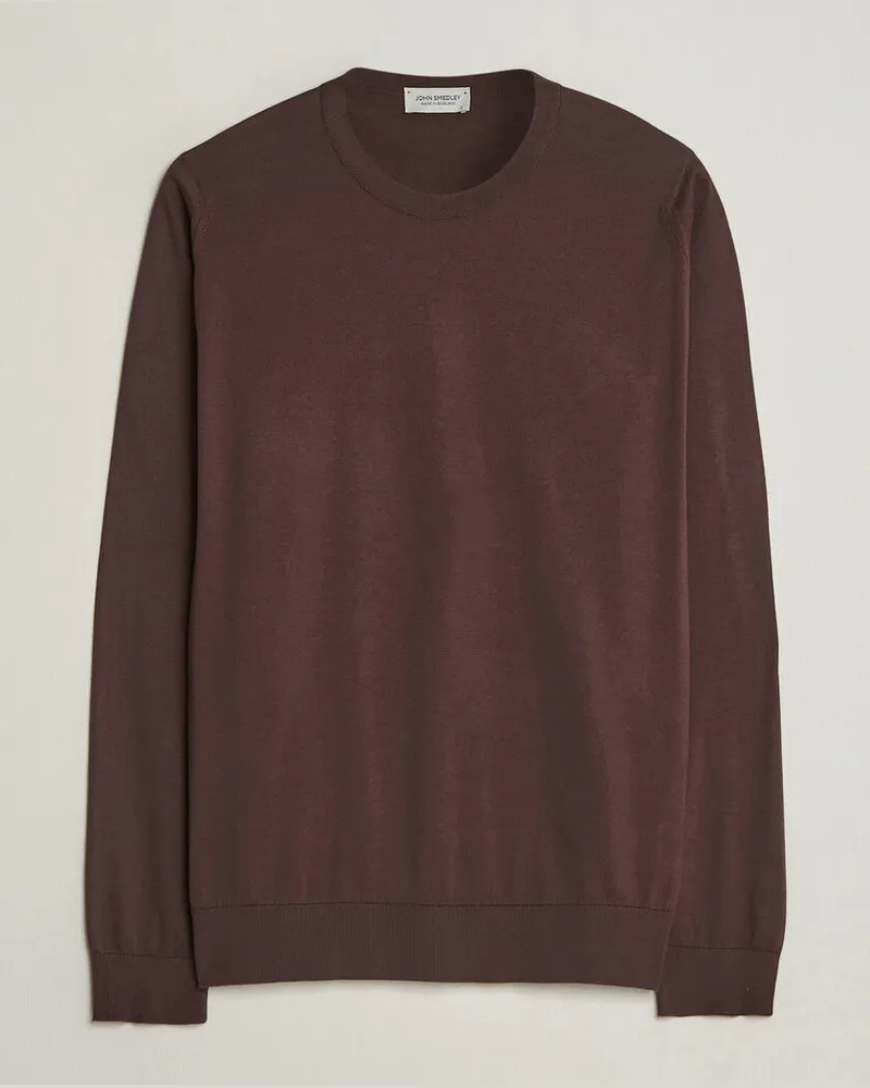 John Smedley Rowland Sea Island Crew Neck Pullover Raisin Brown Braun