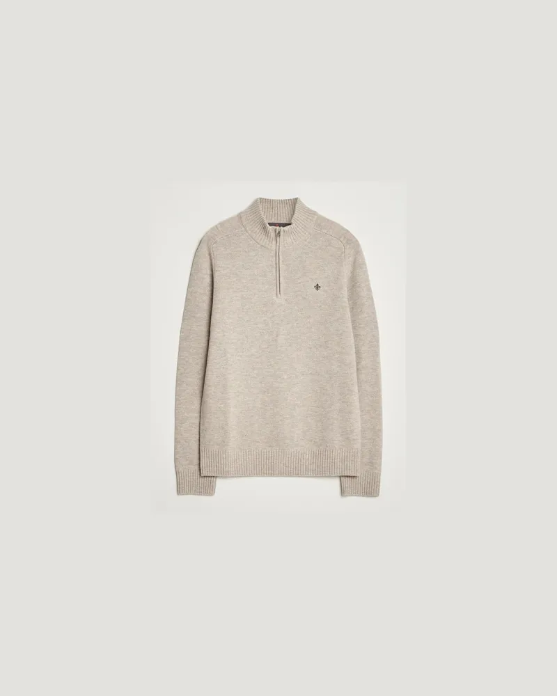 Morris Hertford Lambswool Merino Half Zip Khaki Beige