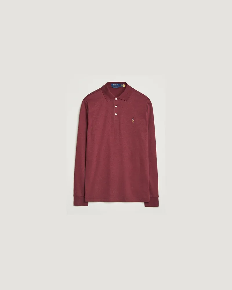 Ralph Lauren Pima Cotton Custom Slim Fit LS Polo Spring Wine Heat Rot