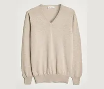 Cashmere V Neck Sweater Beige