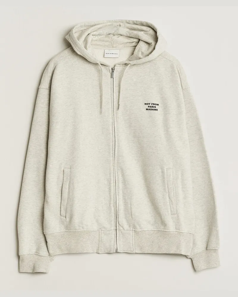 Drôle de Monsieur Slogan Full Zip Hoodie Grey Grau