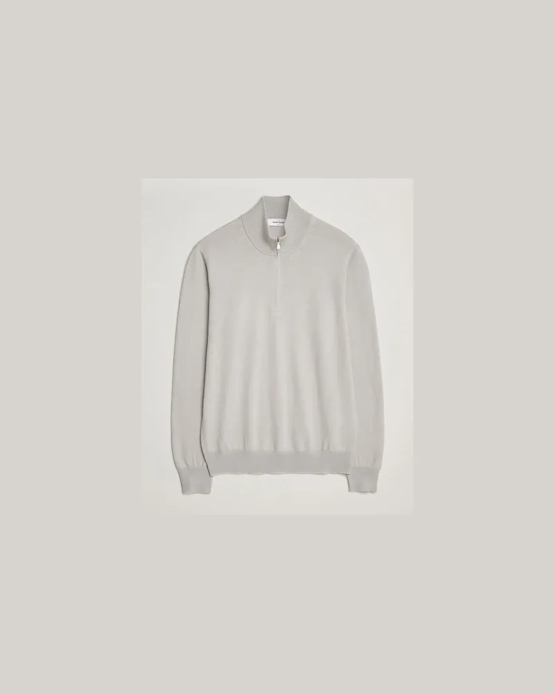 Gran Sasso Merino Fashion Fit Half Zip Light Grey Melange Grau