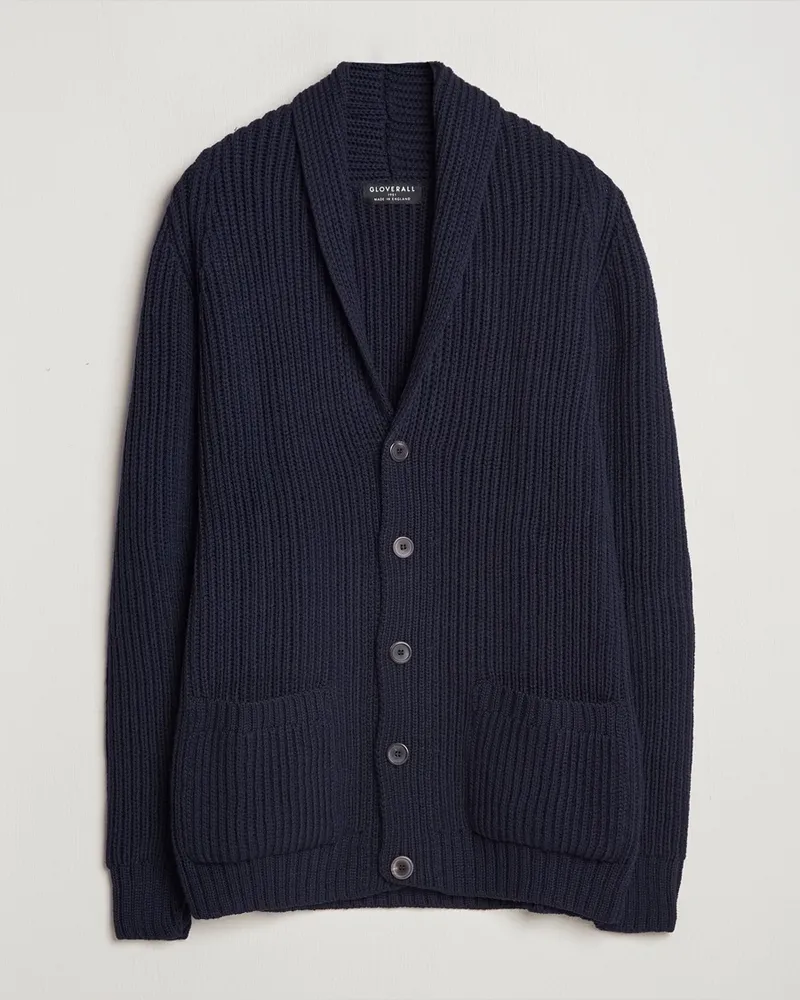 Gloverall Shawl Collar Cardigan Navy Blau