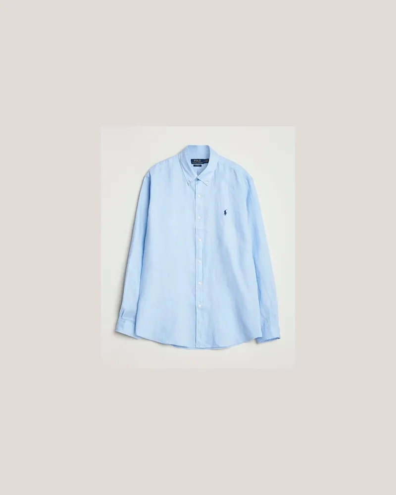 Ralph Lauren Custom Fit Linen Shirt Office Blue Blau