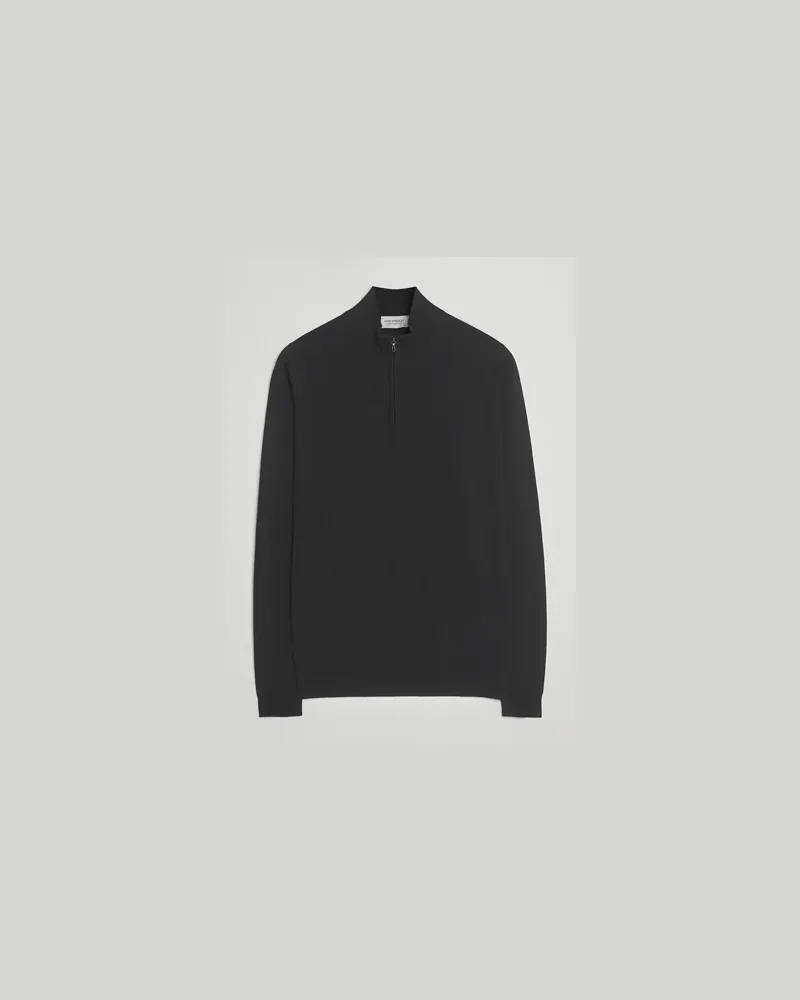 John Smedley Barrow Extra Fine Merino Half Zip Black Schwarz