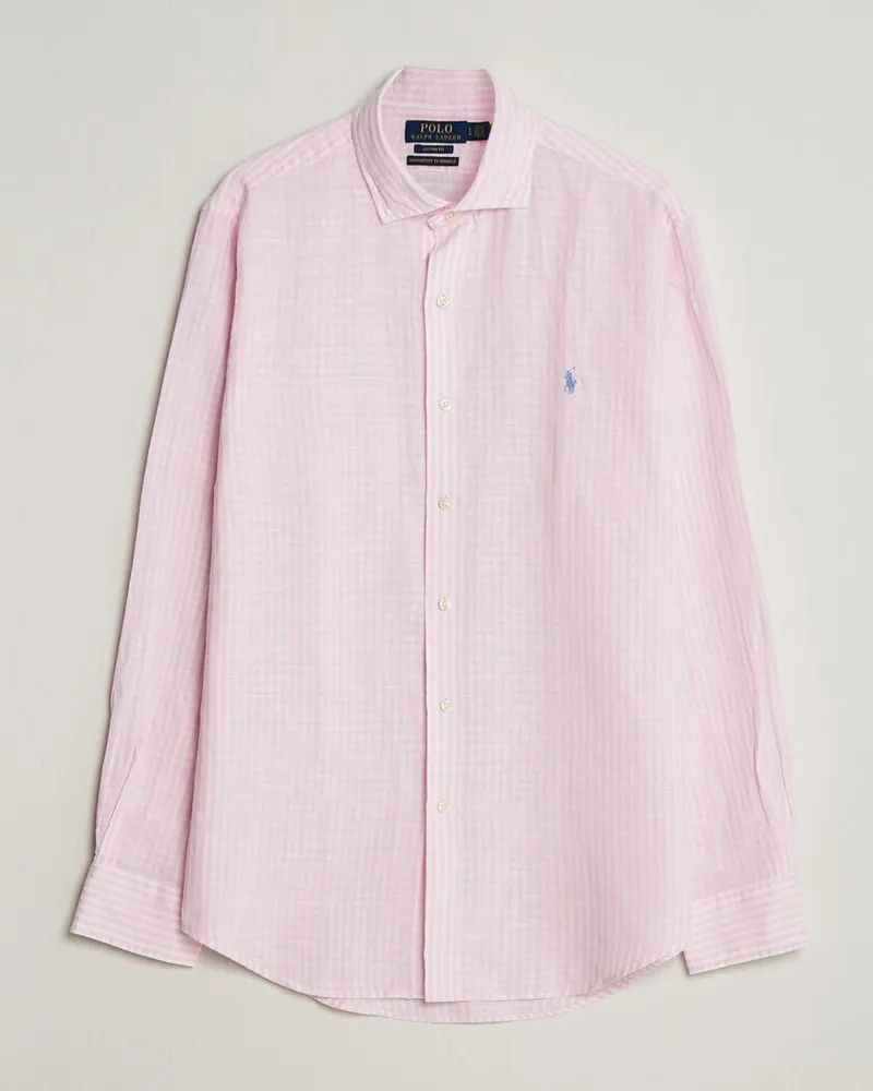 Ralph Lauren Cotton/Linen Seersucker Shirt Pink/White Rosa