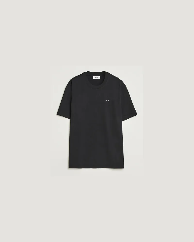 NN 07 Abel Logo Crew Neck T-Shirt Black Schwarz