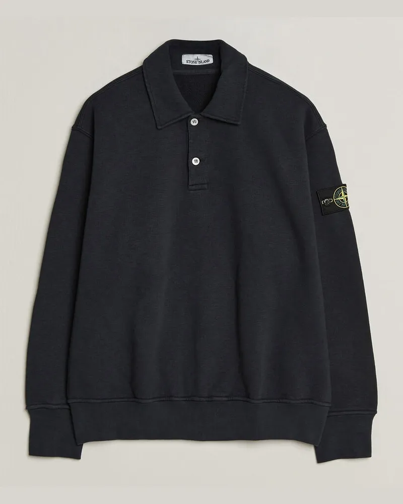 Stone Island Tubular Cotton Fleece Polo Navy Blue Blau