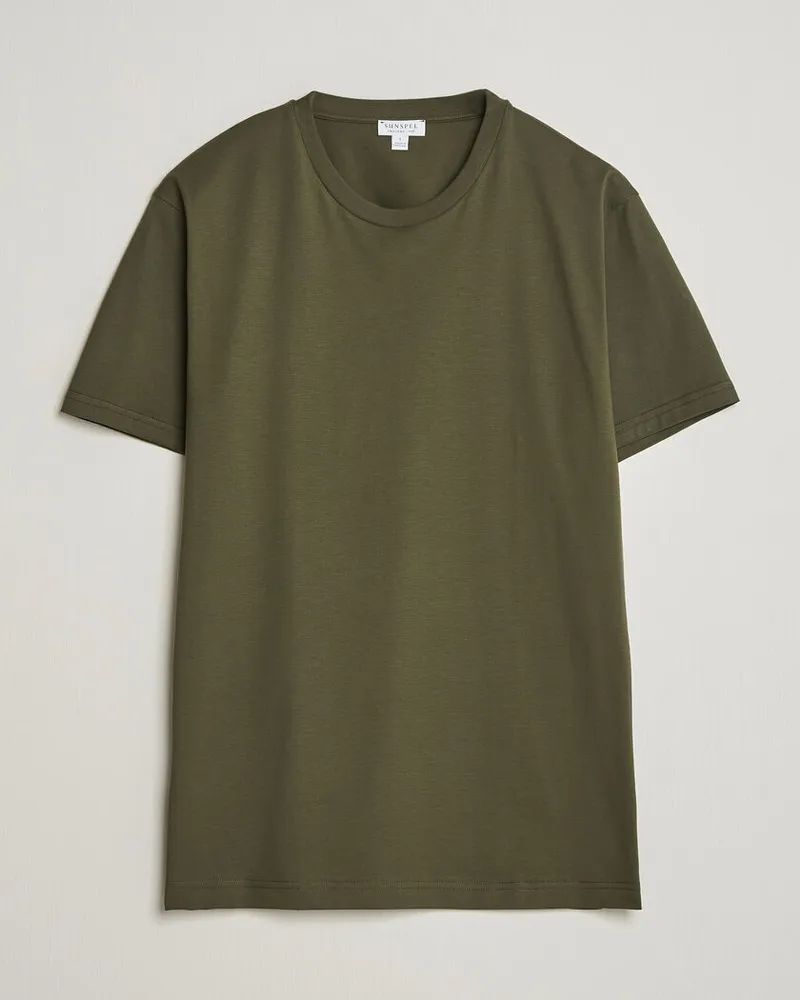 Sunspel Riviera Midweight T-Shirt Deep Olive Grün