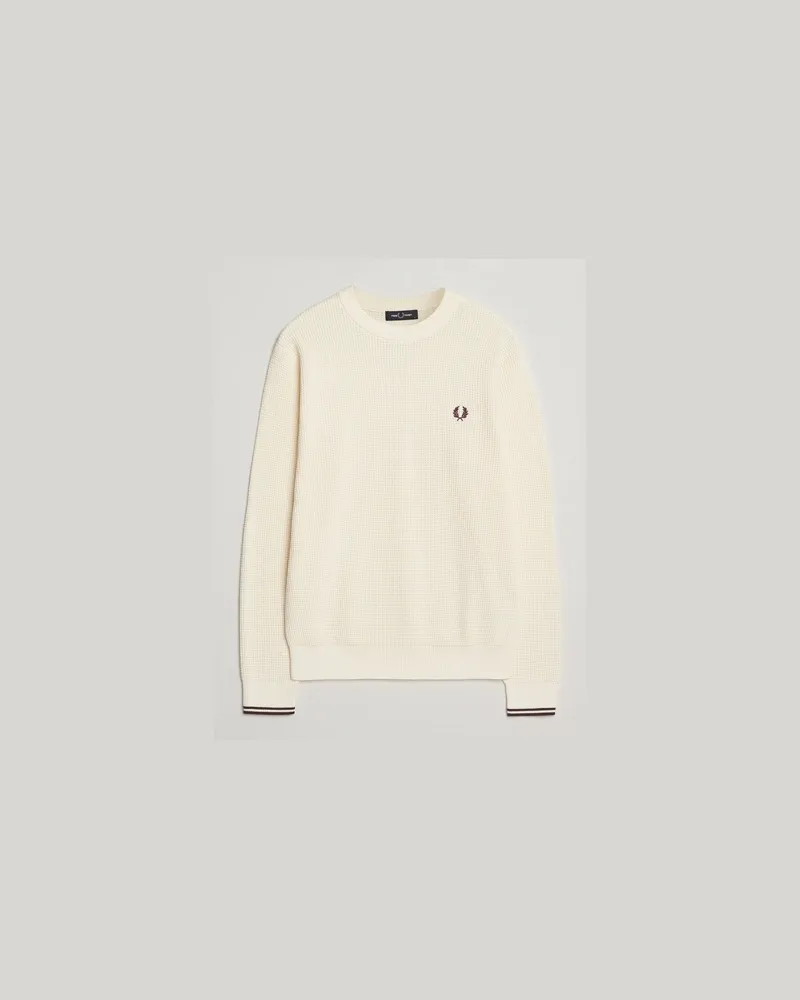 Fred Perry Waffle Stitch Jumper Ecru Weiß