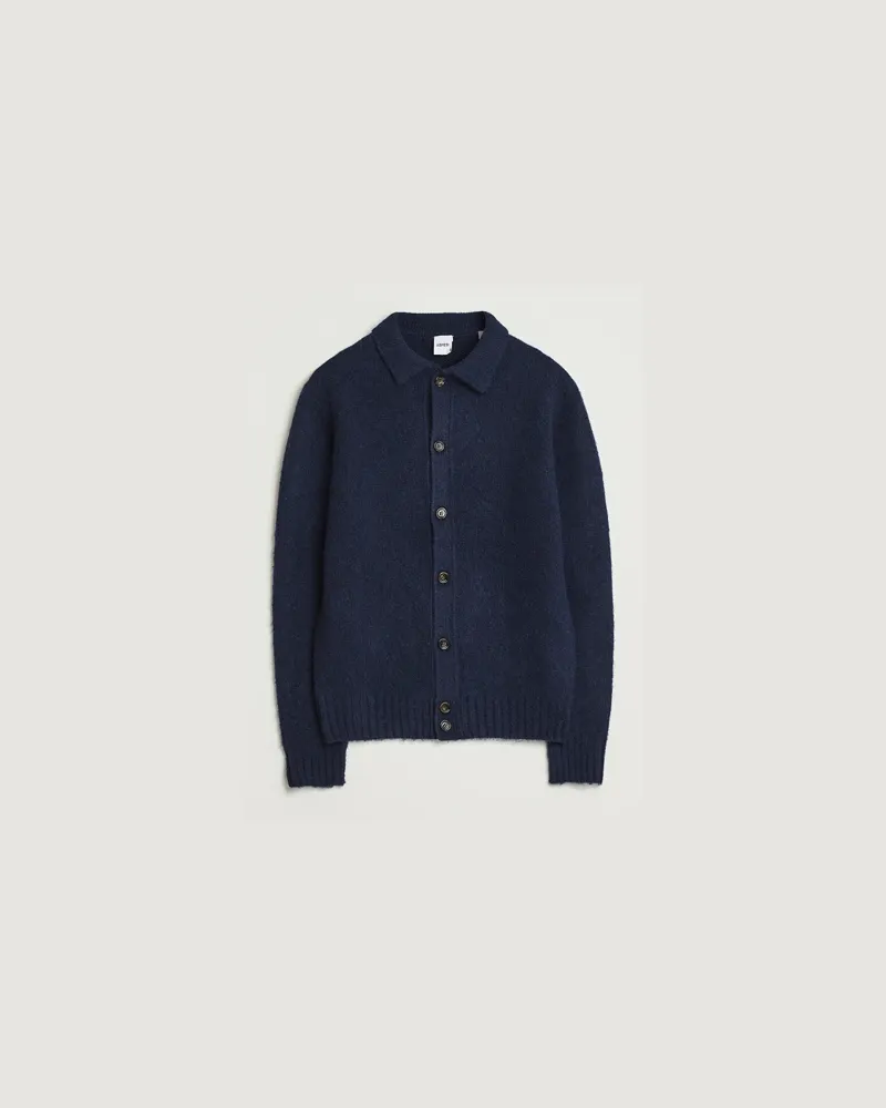 ASPESI Brushed Shetland Cardigan Navy Blau