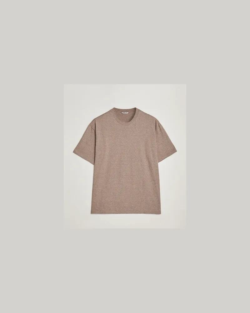 AURALEE Seamless Crew Neck T-Shirt Top Brown Braun