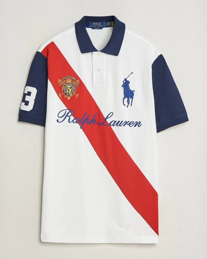 Ralph Lauren Classic Fit Diagonal Stripe Polo White Weiß