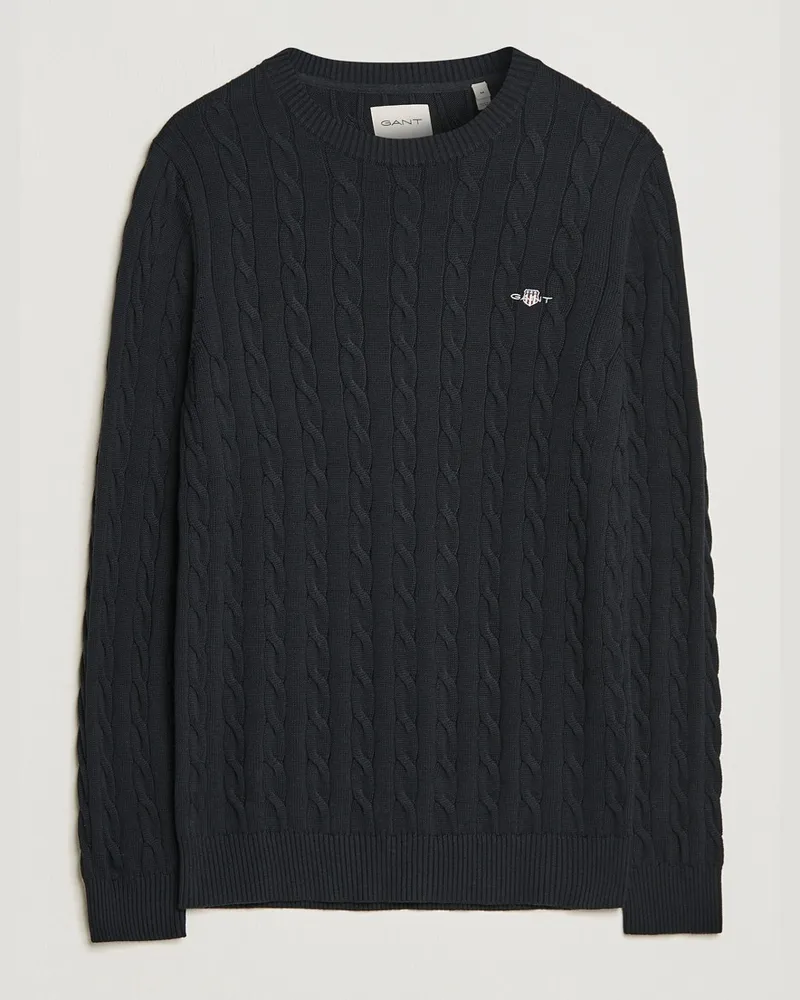 Gant Cotton Cable Crew Neck Black Schwarz