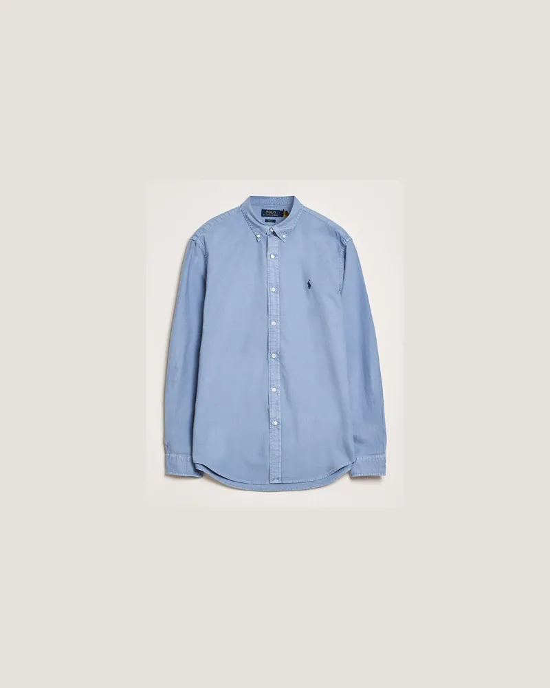 Ralph Lauren Slim Fit Garment Dyed Oxford Shirt Channel Blue Blau