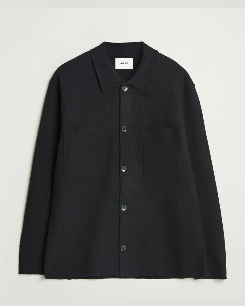 NN 07 Jonas Boiled Wool Cardigan Black Schwarz