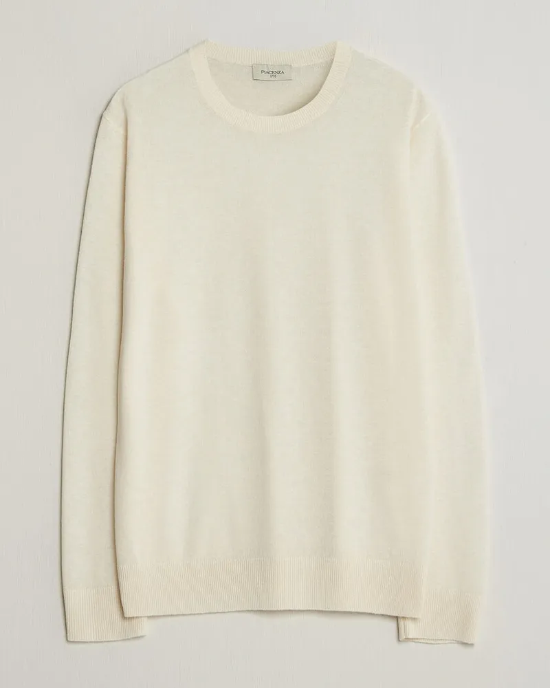 Piacenza Cashmere Soft Silk/Cashmere Crew Neck  Off White Weiß