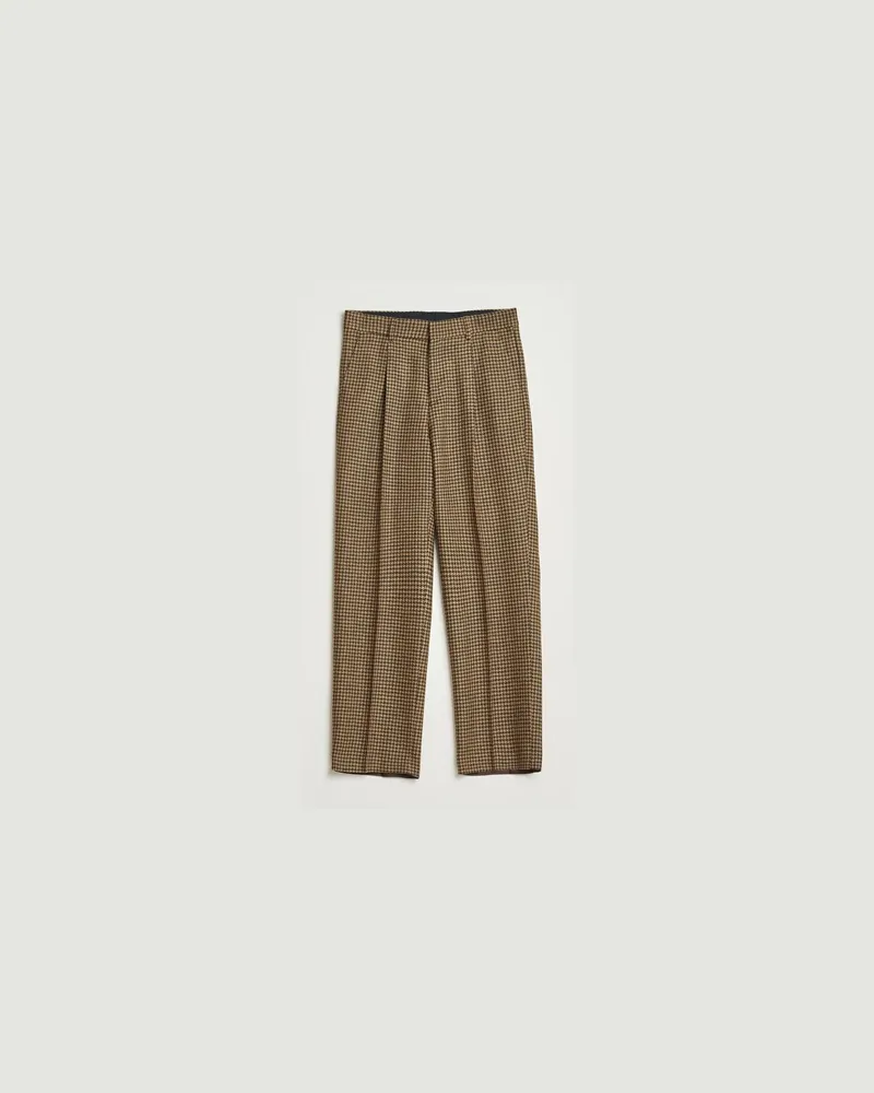 Tiger of Sweden Todne Swedish Wool Dogtooth Trousers Brown Olive Braun