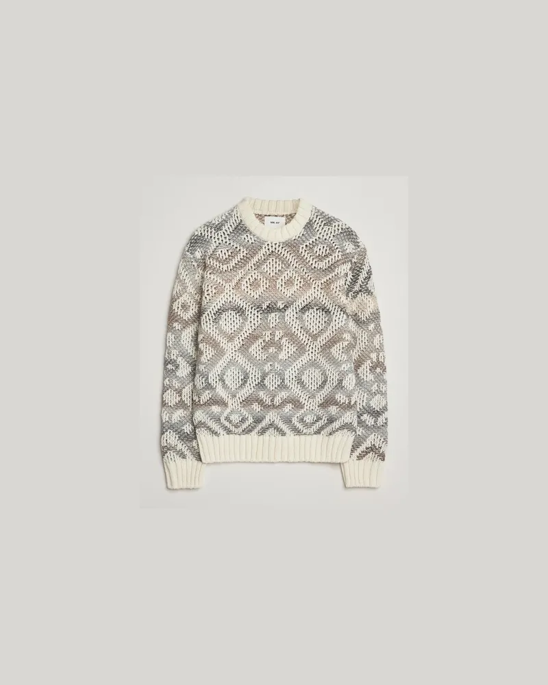 NN 07 Brady Heavy Knitted Sweater Ivory Multi Mehrfarbig