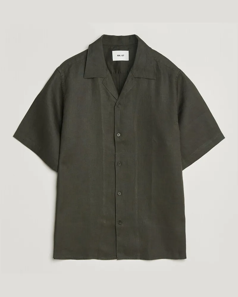 NN 07 Julio Linen Resort Shirt Dark Army Grün