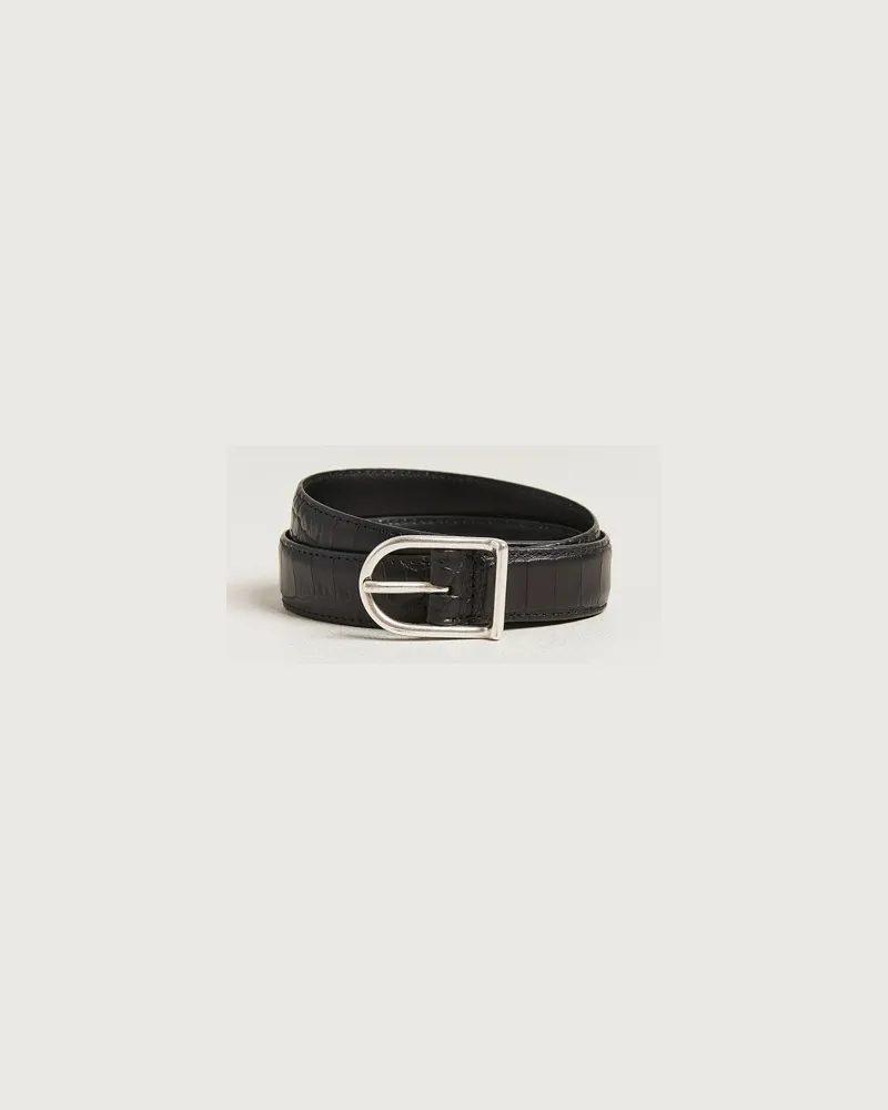 Anderson's Embossed 2,5cm Lether Belt Black Schwarz