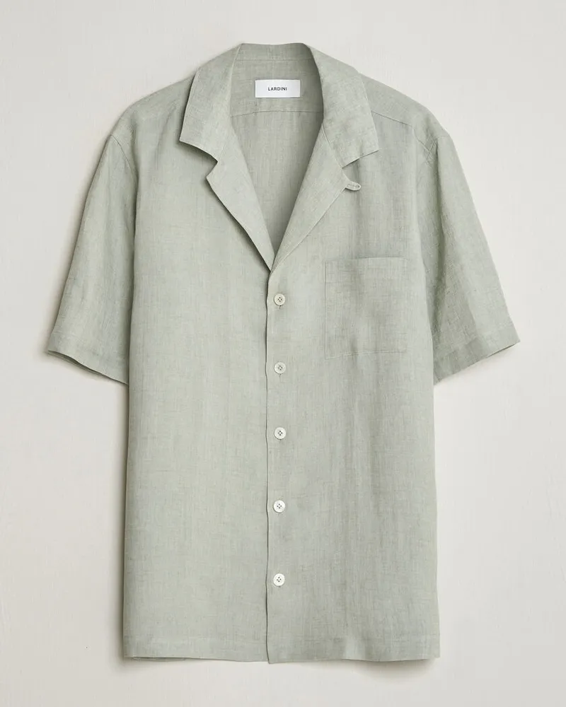 LARDINI Klop Short Sleeve Linen Resort Shirt Light Green Grün