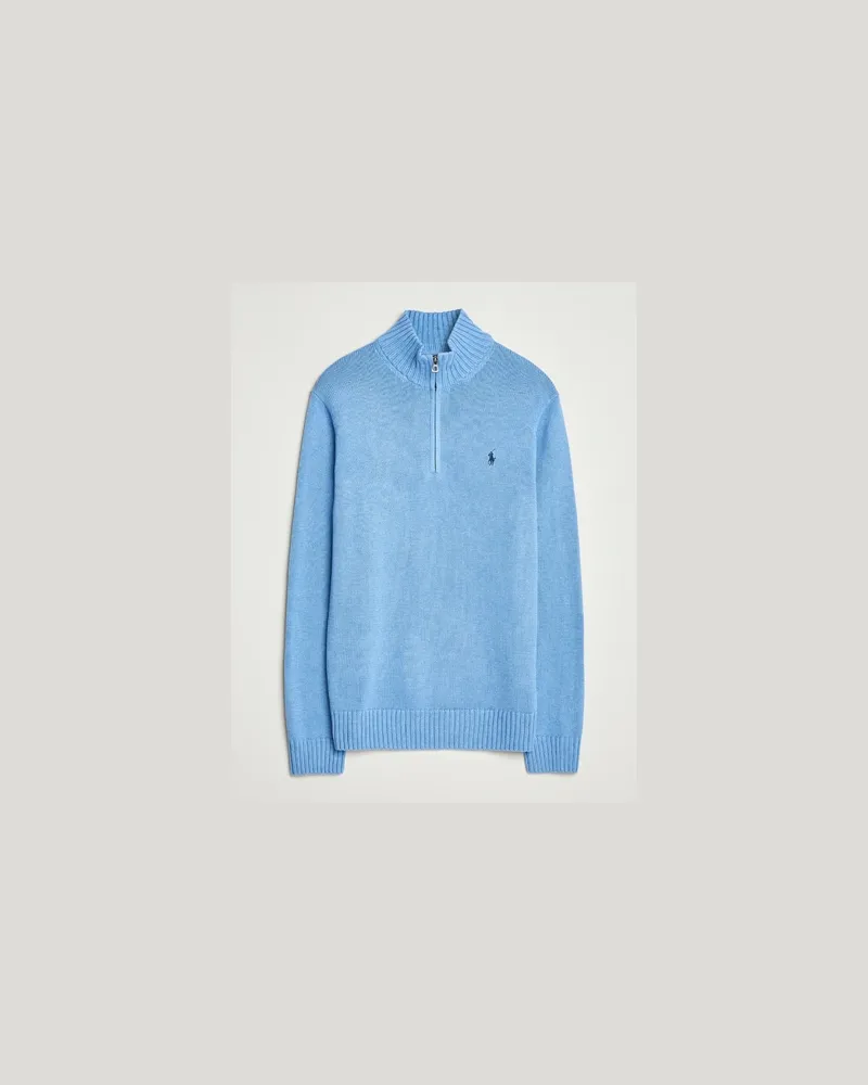 Ralph Lauren Cotton Pullover Half-Zip Soft Royal Heather Blau