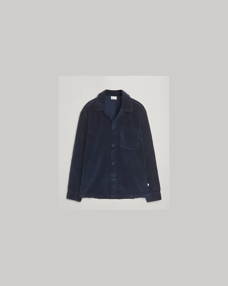 Knowledge Cotton Apparel Cotton Corduroy Overshirt Night Sky Blau