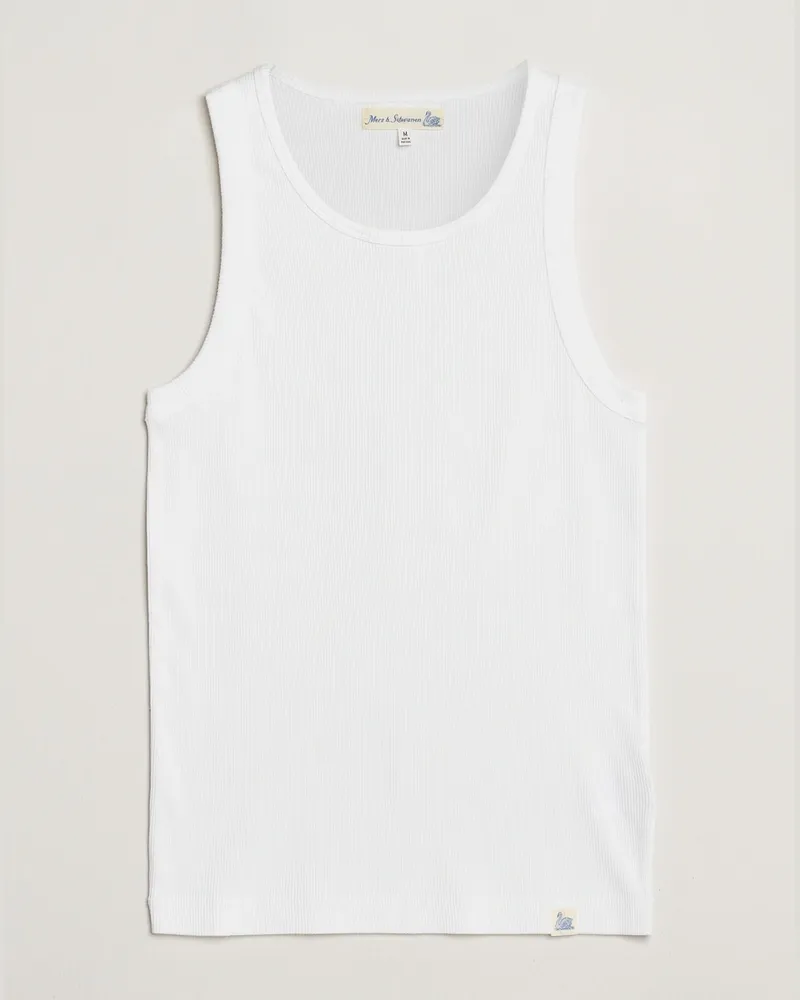 Merz b. Schwanen Ribbed Tank Top White Weiß