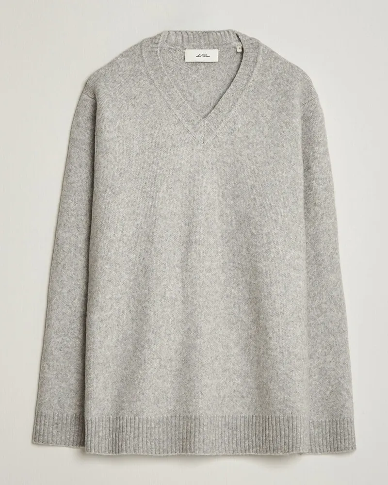 LES DEUX Melange V-Neck Knit Grey Melange Grau