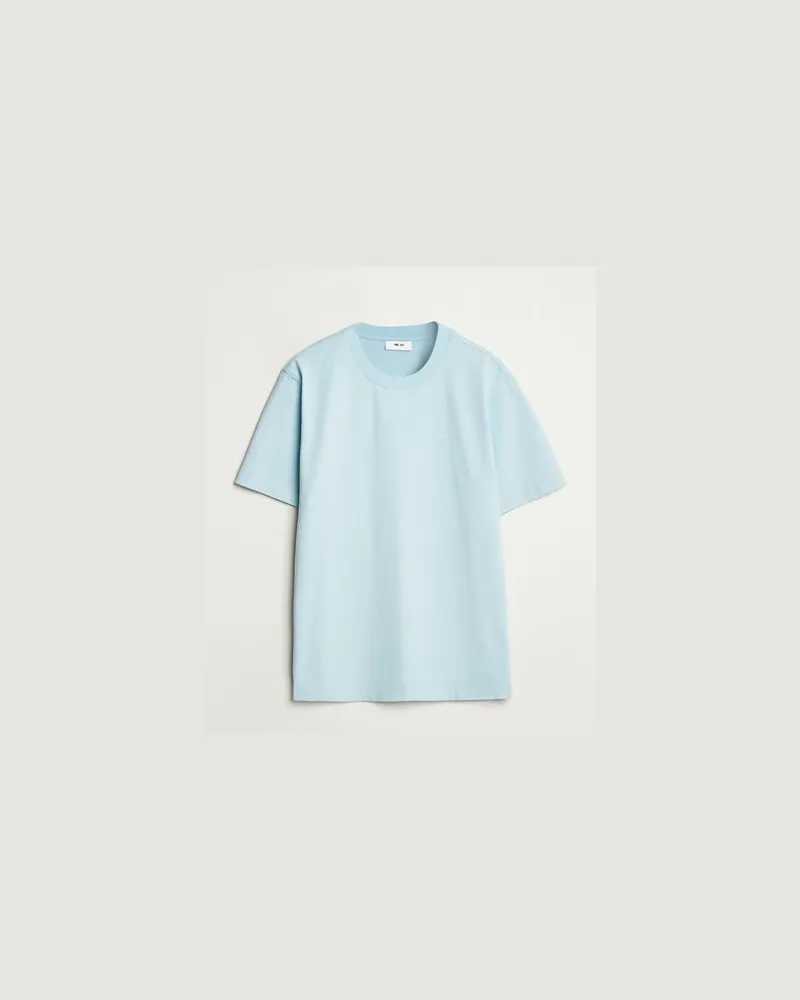 NN 07 Adam Logo Crew Neck T-Shirt Winter Sky Blau