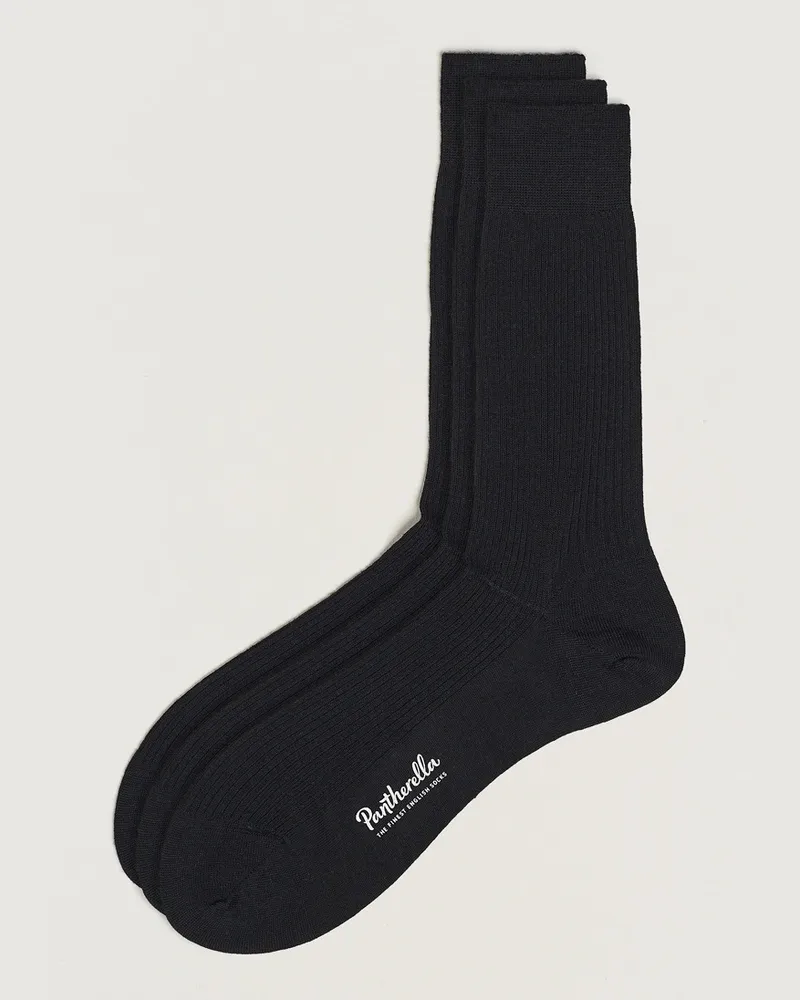 Pantherella 3-Pack Naish Merino/Nylon Sock Black 