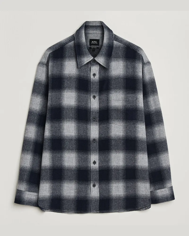A.P.C. Malaury Checked Overshirt Light Grey Grau