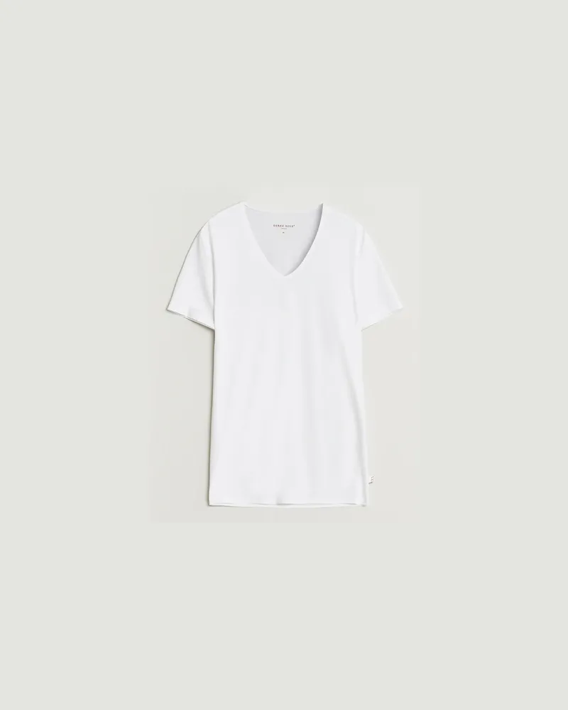 Derek Rose Pima Cotton V-Neck T-Shirt White Weiß