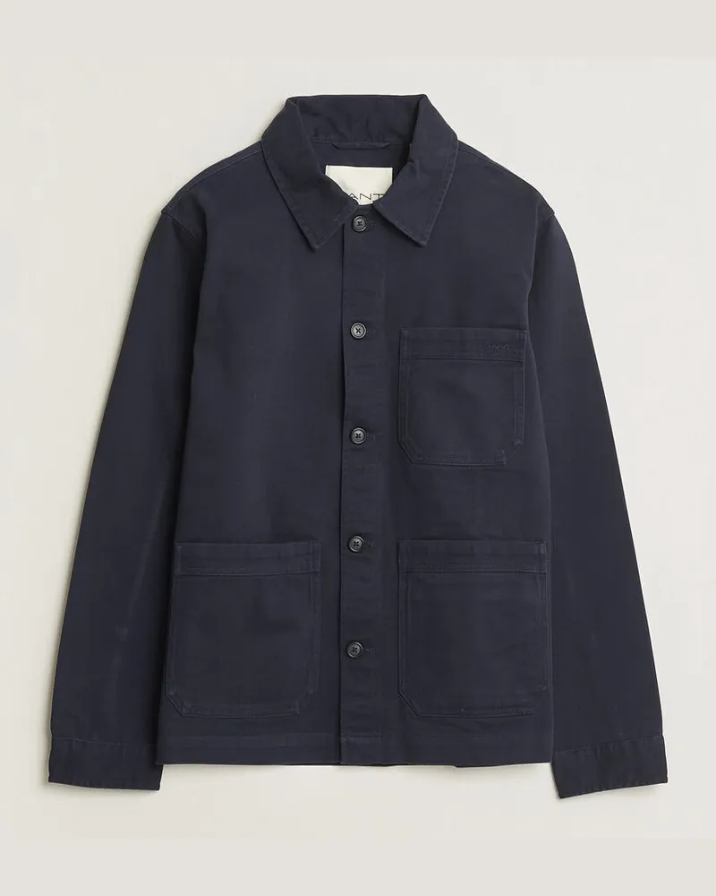 Gant Regular Fit Brushed Twill Overshirt Evening Blue Blau