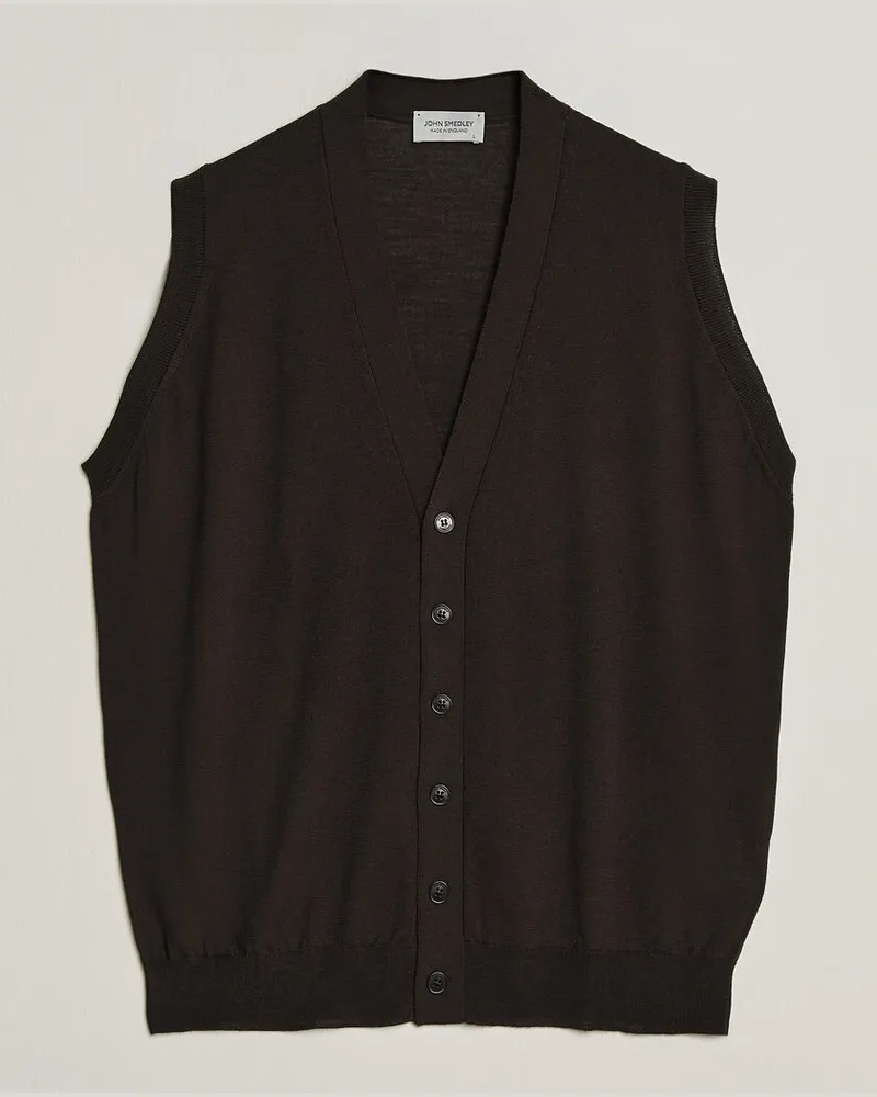 John Smedley Bolton Extra Fine Merino Waistcoat Faulkner Brown Braun