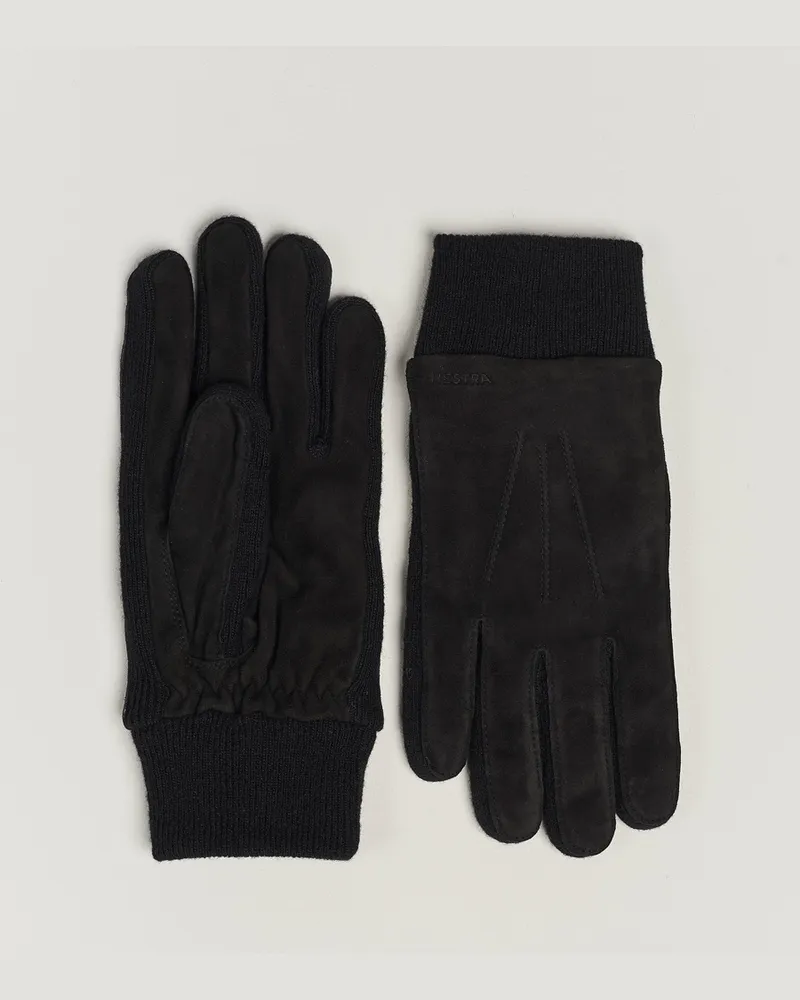Hestra Geoffery Suede Wool Tricot Glove Black Schwarz