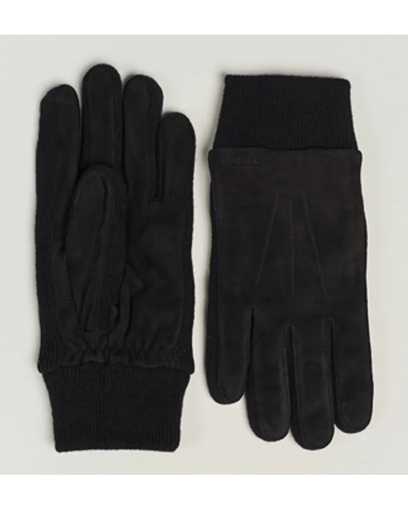 Hestra Geoffery Suede Woll Tricot Glove Black Schwarz