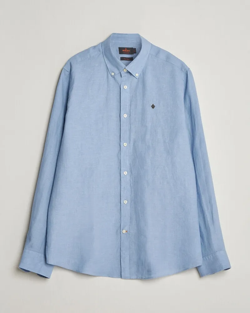 Morris Douglas Button Down Linen Shirt Light Blue Blau