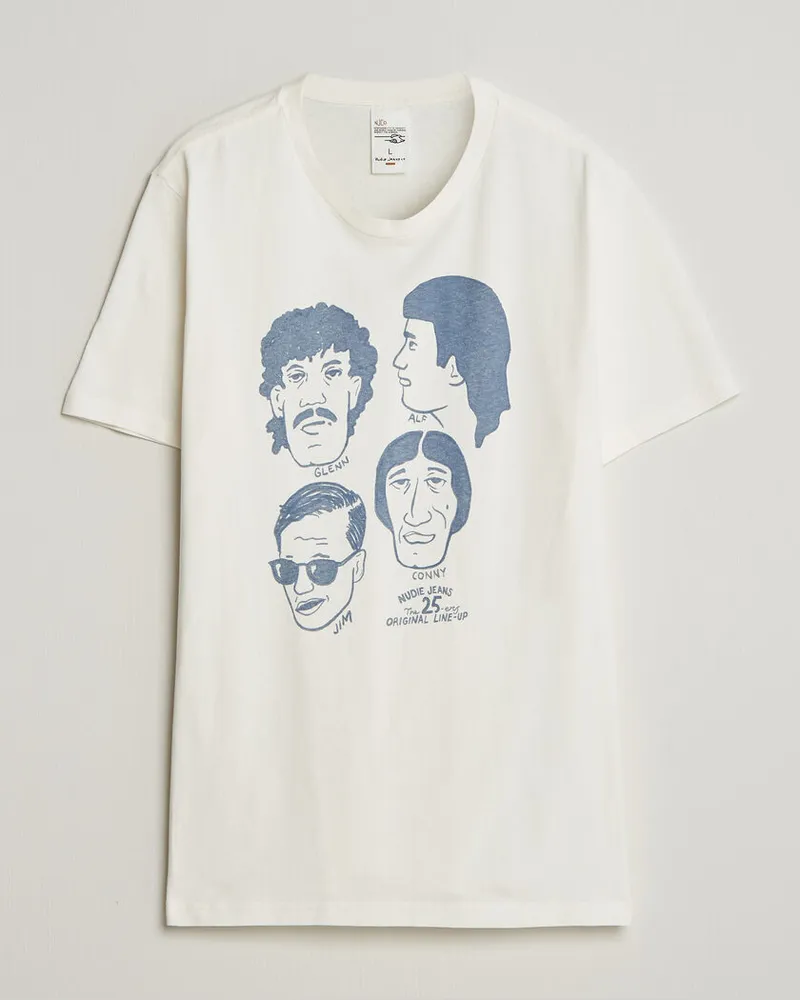 Nudie Jeans Roy Fab Four T-Shirt Chalk White Weiß