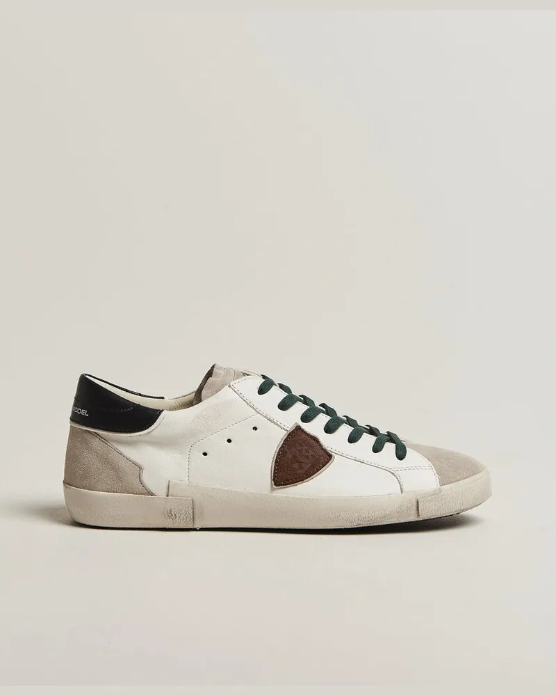 Philippe Model PRSX Low Top Suede Sneaker White/Black Weiß