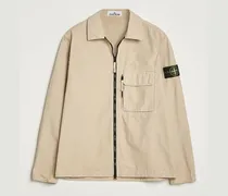 Garment Dyed Organic Cotton Zip Overshirt Beige