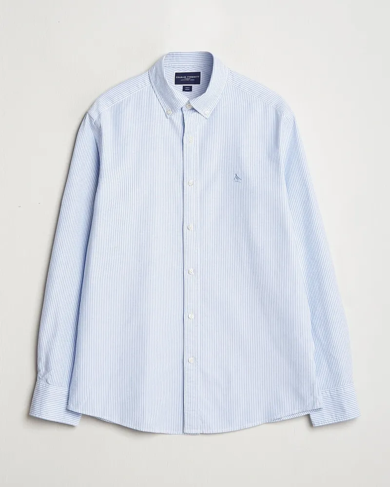 Charles Tyrwhitt Button Down Stretch Oxford Shirt Blue/Whte Blau