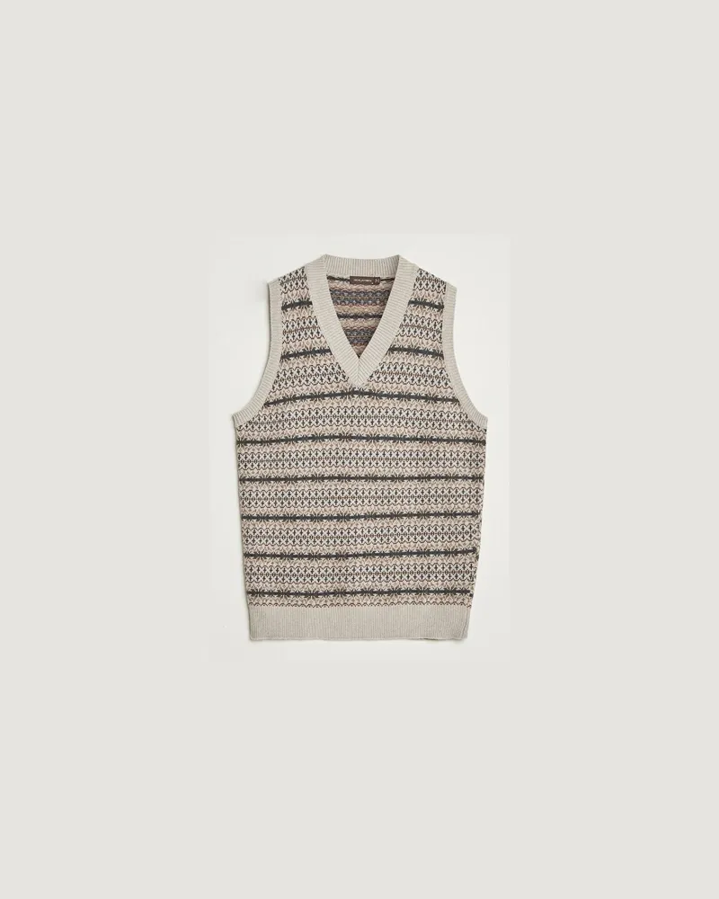 Oscar Jacobson Lucas Fair Isle Wool/Cashmere Vest Beige Beige