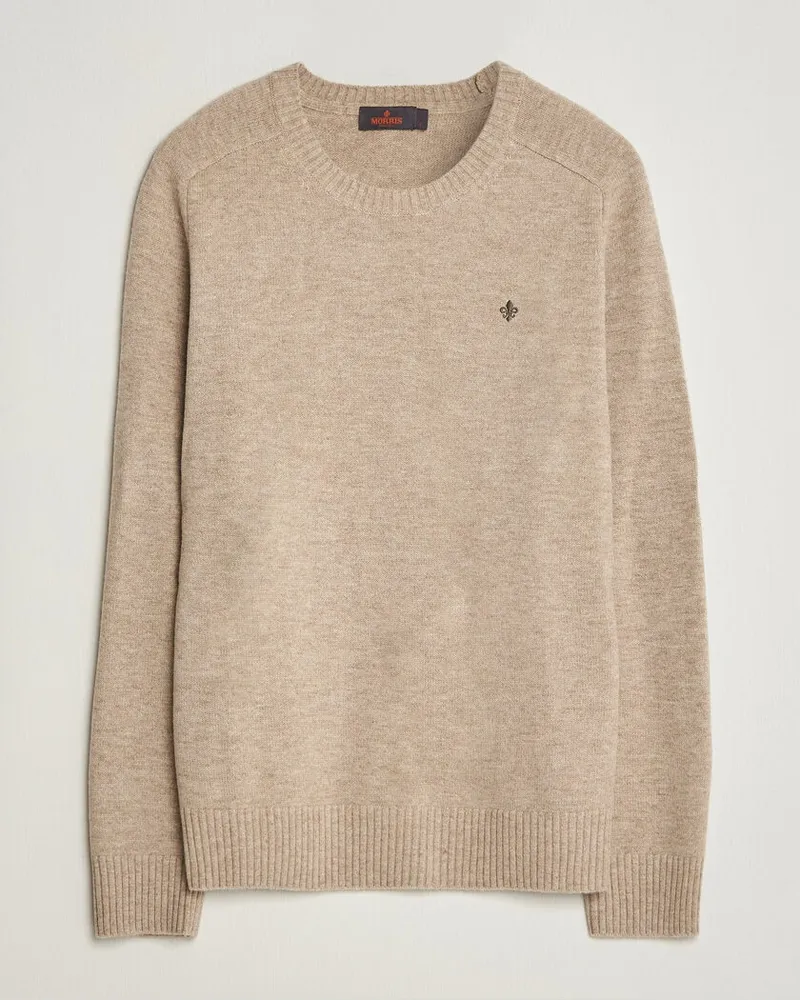 Morris Hertford Lambswool Crew Neck Khaki Beige