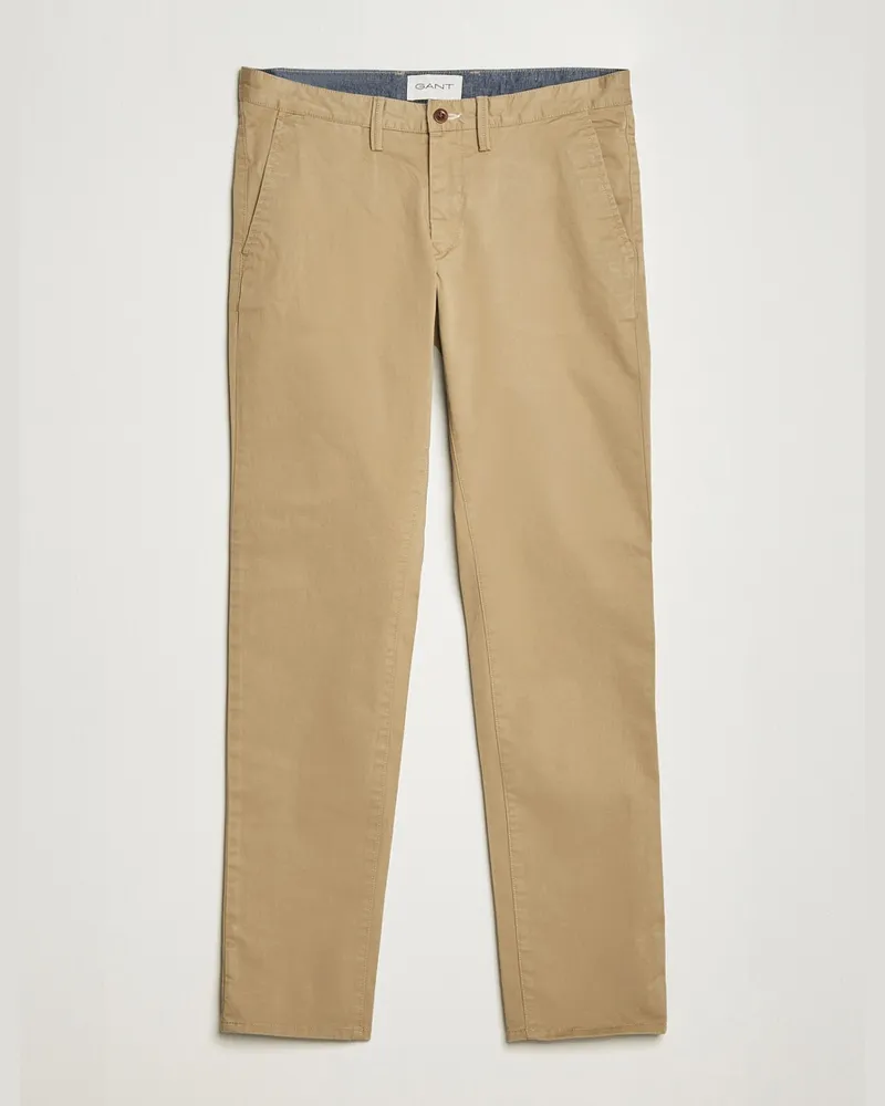 Gant Slim Fit Twill Chino Dark Khaki Beige