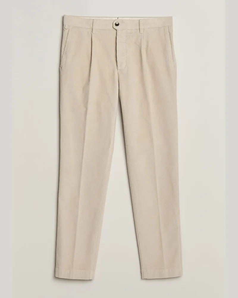 Incotex Regular Fit Washed Corduroy Slacks Off White Weiß