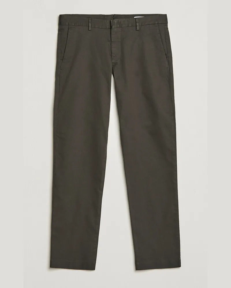 NN 07 Theo Regular Fit Stretch Chinos Dark Army Grün